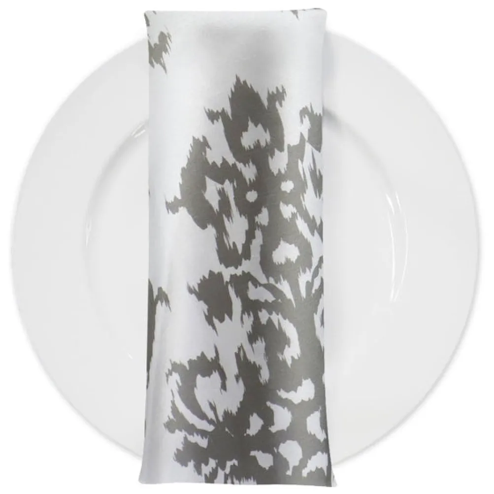 Newport Print (Dupioni) Table Napkin in Silver