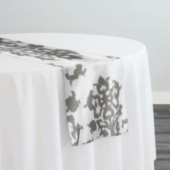 Newport Print (Dupioni) Table Runner in Silver