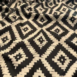 Onyx (Poly Print) Table Linen in Black / Taupe