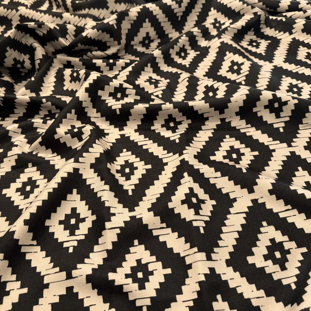 Onyx (Poly Print) Table Runner in Black / Taupe
