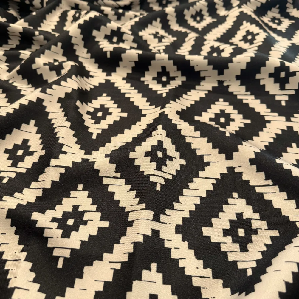 Onyx (Poly Print) Table Runner in Black / Taupe