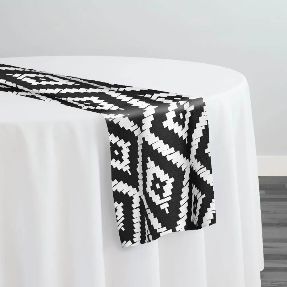 Onyx (Poly Print) Table Runner in Black / White