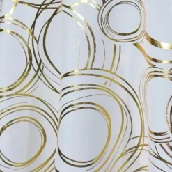 Orbit (Metallic Print) Table Linen in White and Gold