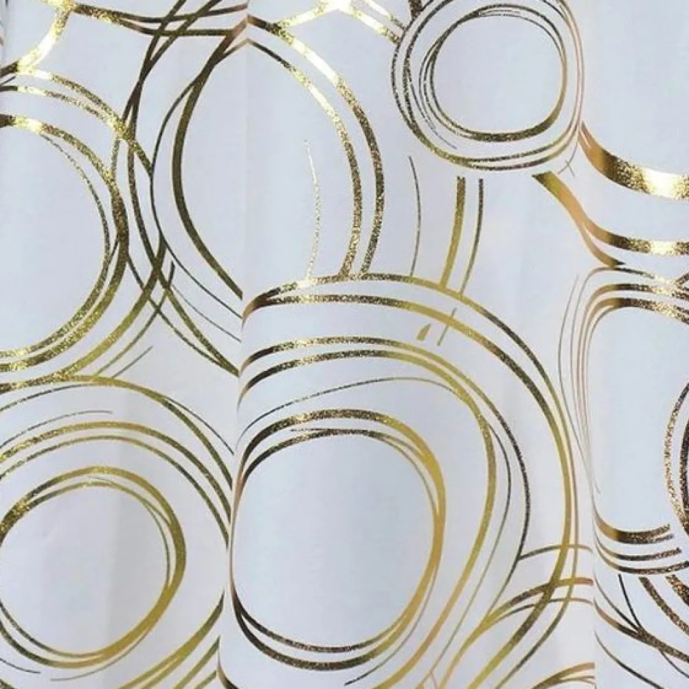 Orbit (Metallic Print) Table Linen in White and Gold
