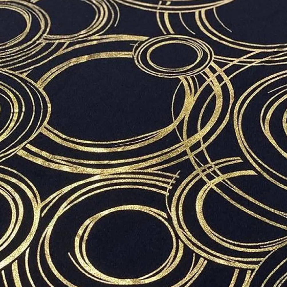 Orbit (Metallic Print) Table Runner in Black and Gold