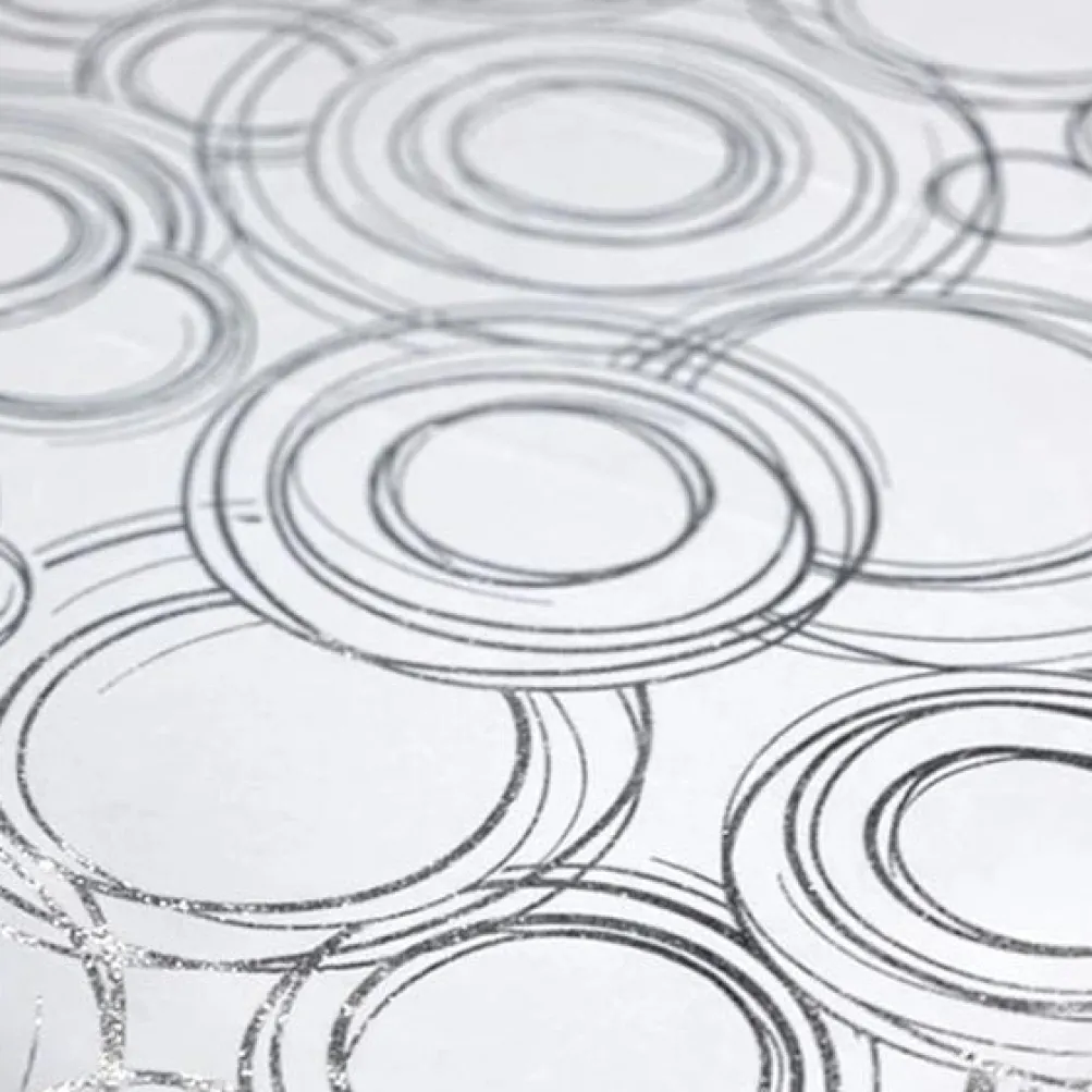 Orbit (Metallic Print) Table Runner in White and Silver