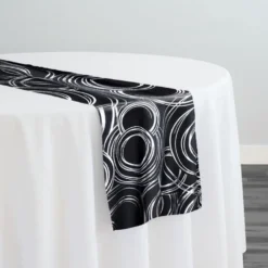 Orbit (Metallic Print) Table Runner in Black and Silver