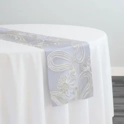 Paisley Floret Sequins Table Runner in Ivory