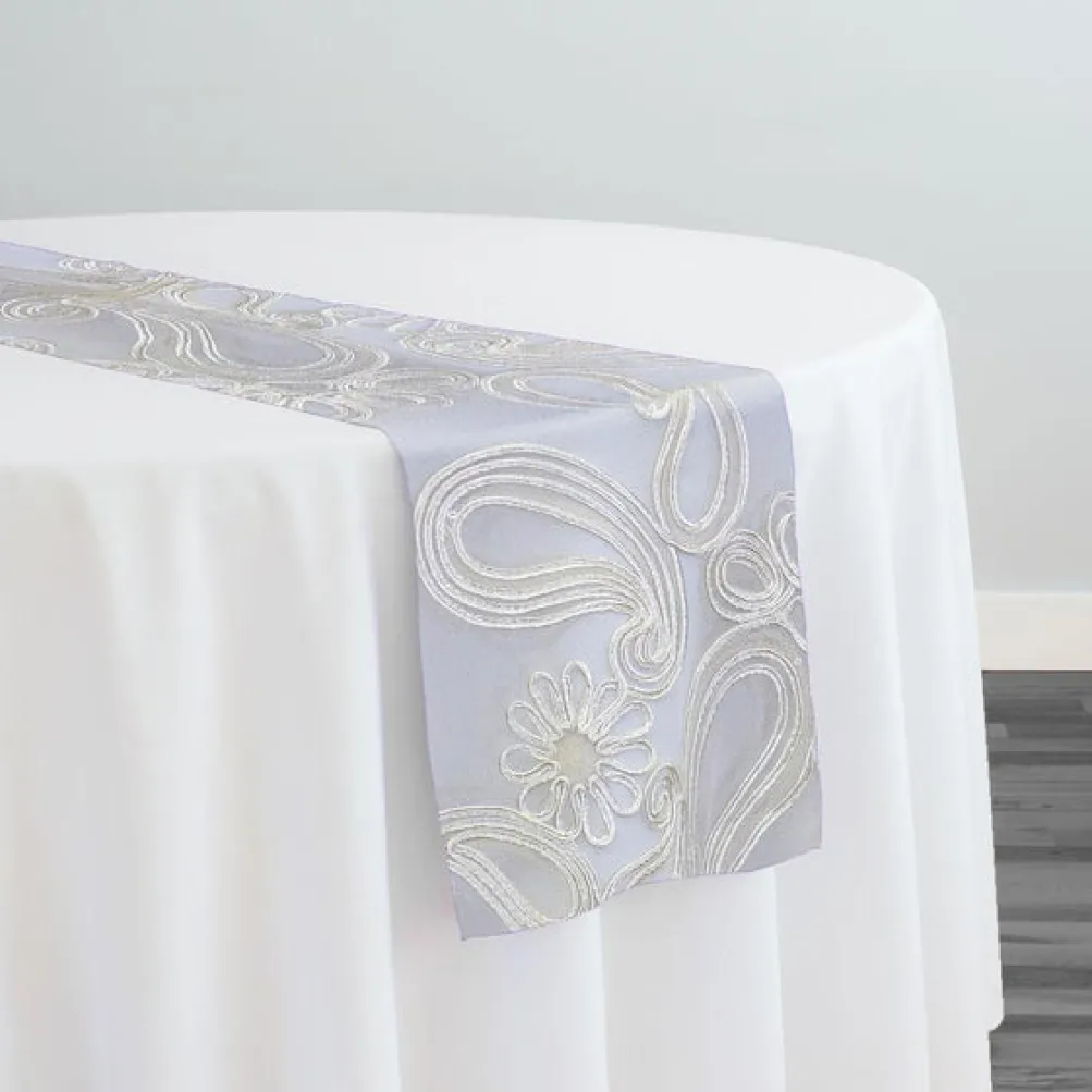 Paisley Floret Sequins Table Runner in Ivory
