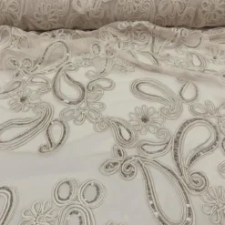 Paisley Floret Sequins Table Linen in Champagne