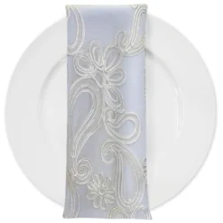Paisley Floret Sequins (w/ Poly Lining) Table Napkin in Ivory