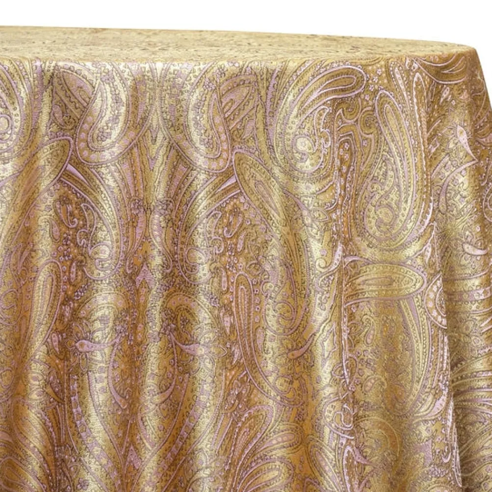 Paisley Jacquard Table Linen in Rose/Gold
