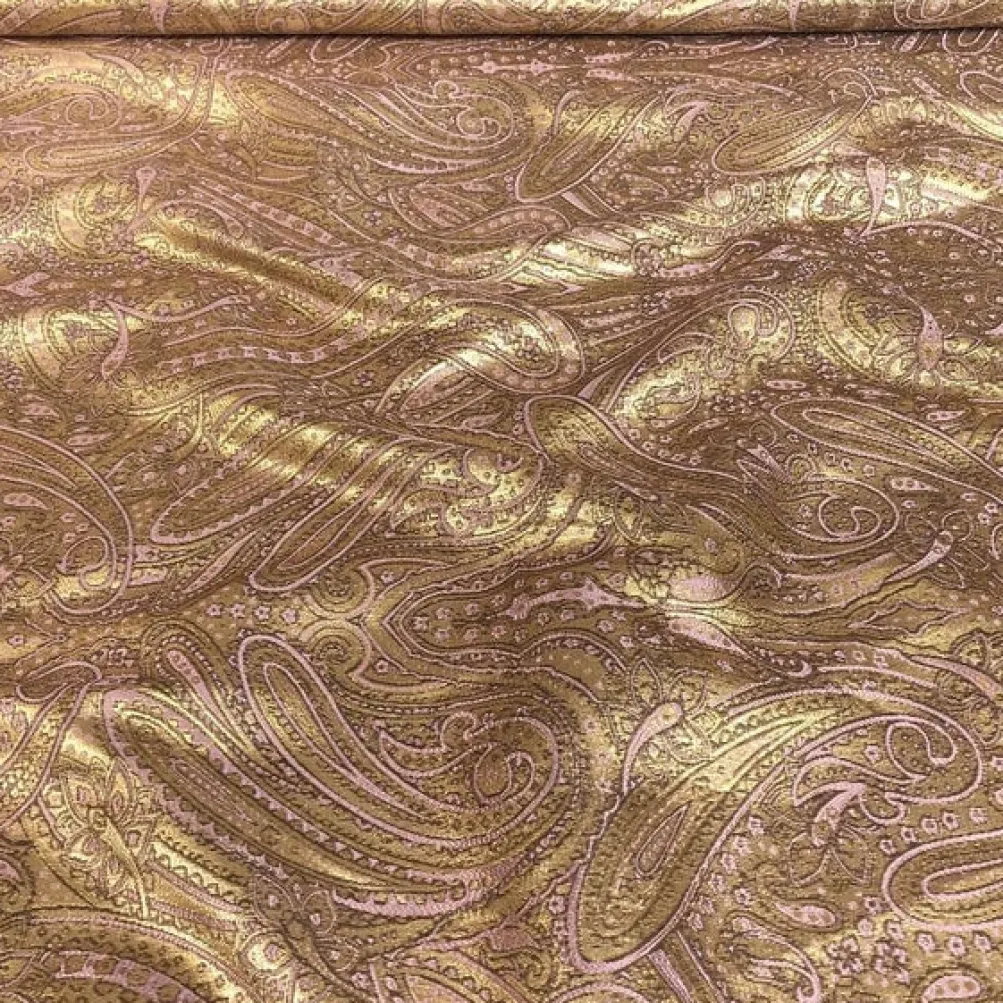 Paisley Jacquard Table Linen in Rose/Gold