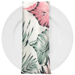 Palmetto (Poly Print) Table Napkin in White