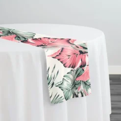 Palmetto (Poly Print) Table Runner in White
