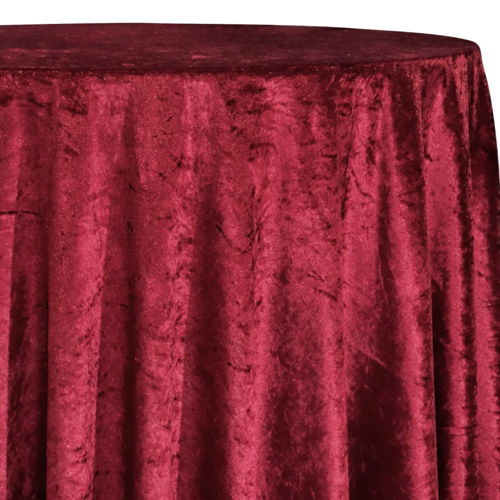 Panne (Crush) Velvet Table Linen in Burgundy