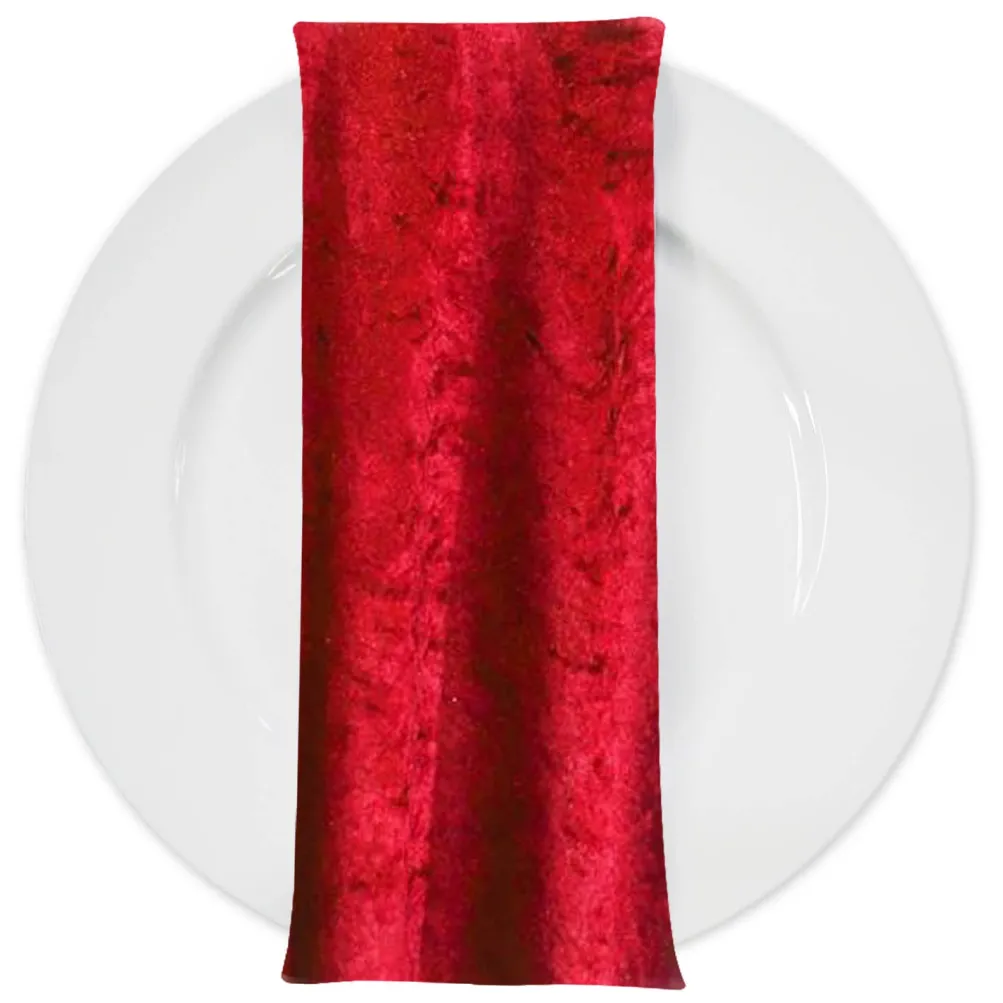 Panne (Crush) Velvet Table Napkin in Red