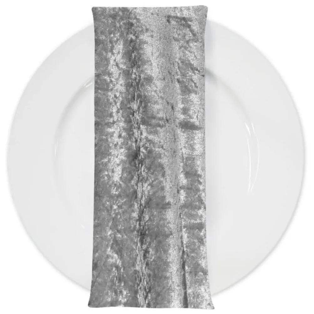 Panne (Crush) Velvet Table Napkin in Silver