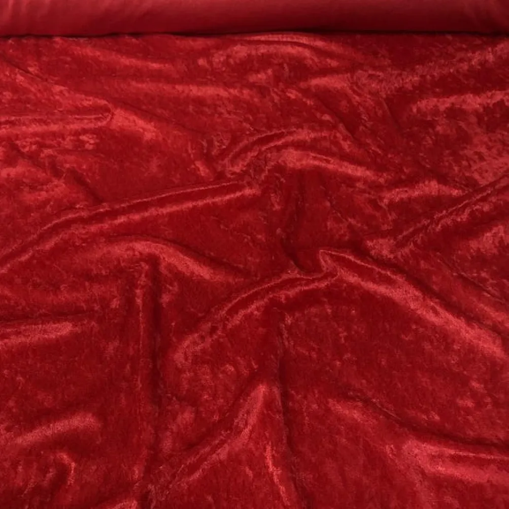 Panne (Crush) Velvet Table Runner in Red