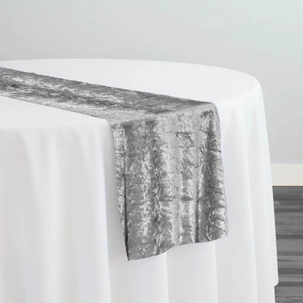 Panne (Crush) Velvet Table Runner in Silver