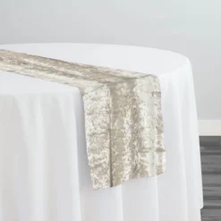 Panne (Crush) Velvet Table Runner in Ivory