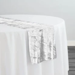 Panne (Crush) Velvet Table Runner in White