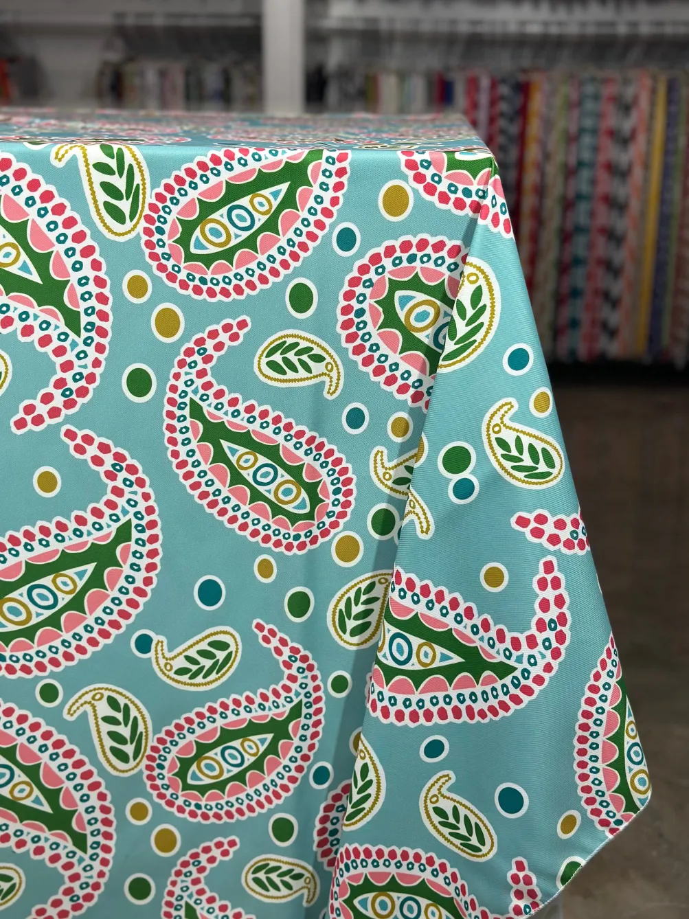 Pastel Paisley (Poly Print) Table Linen in Blue