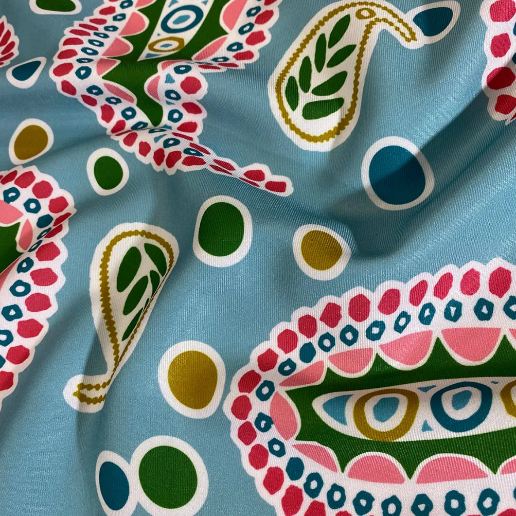 Pastel Paisley (Poly Print) Table Runner in Blue