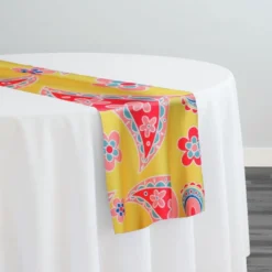 Pastel Paisley (Poly Print) Table Runner in Yellow