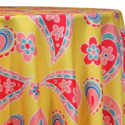 Pastel Paisley (Poly Print) Table Linen in Yellow