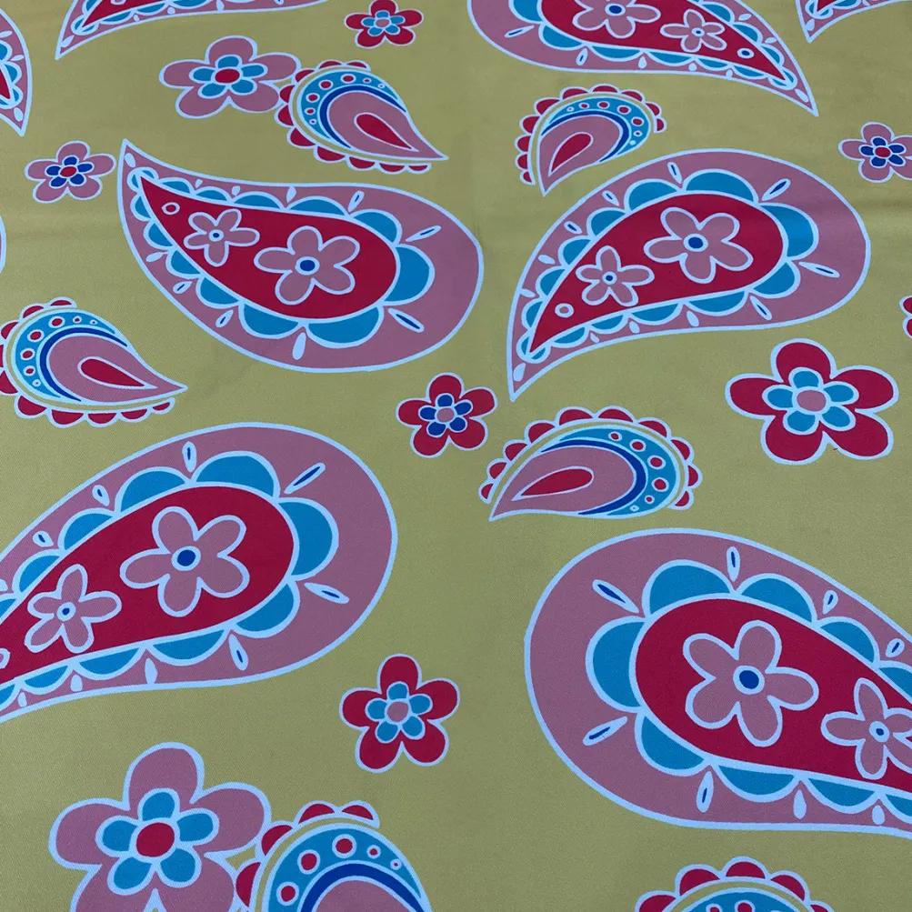 Pastel Paisley (Poly Print) Table Linen in Yellow