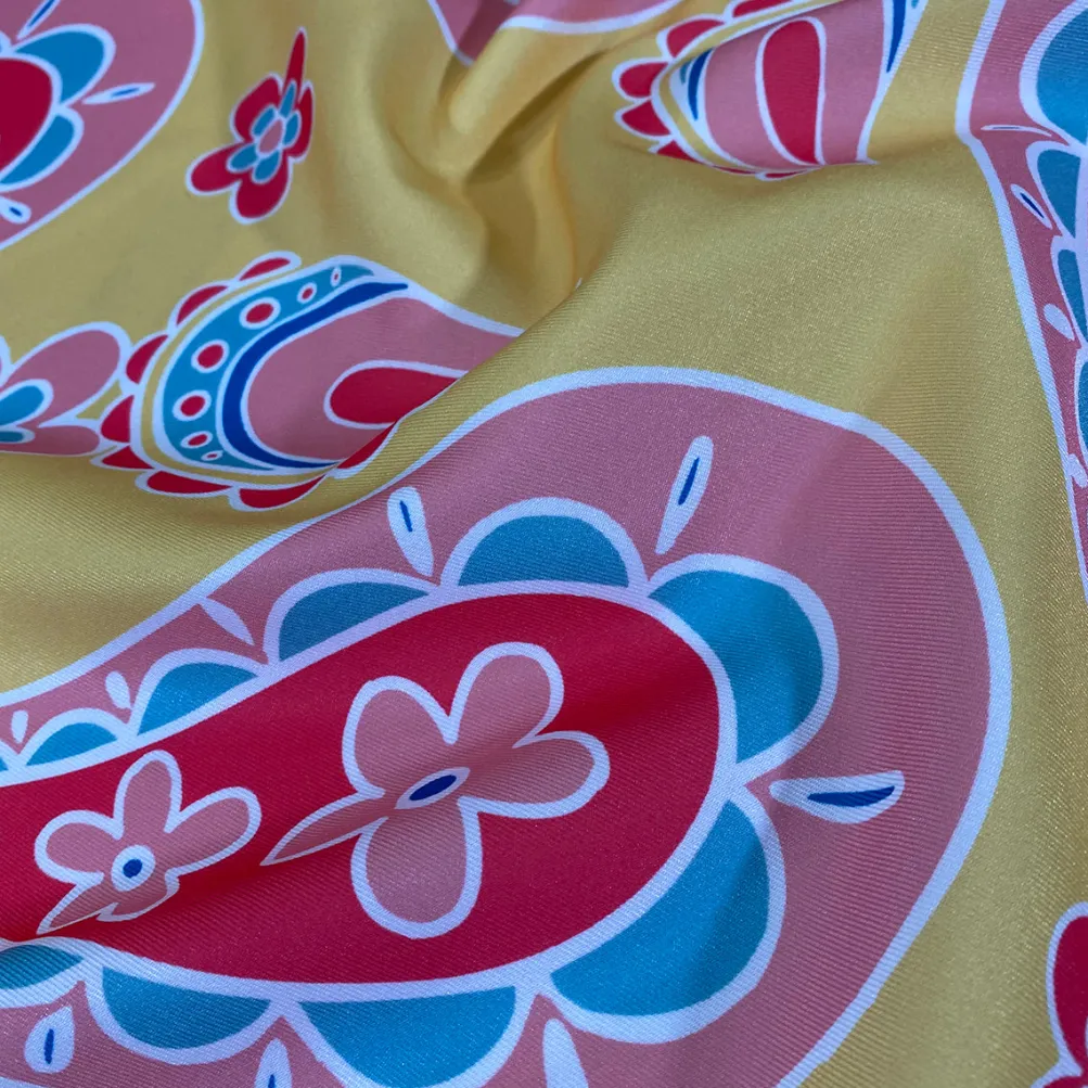 Pastel Paisley (Poly Print) Table Linen in Yellow