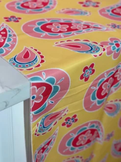 Pastel Paisley (Poly Print) Table Linen in Yellow
