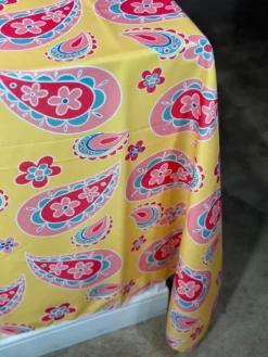 Pastel Paisley (Poly Print) Table Linen in Yellow