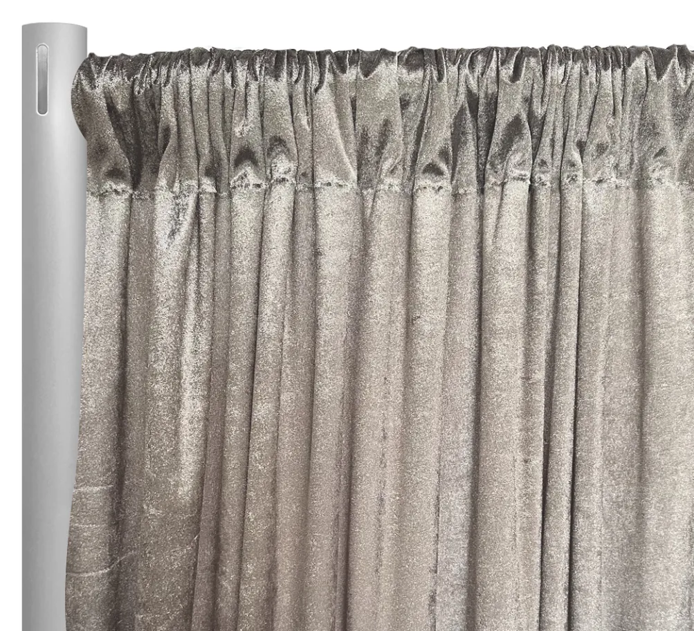 1pc - Lush Velvet Drapery Panel in Taupe (18' Tall x 58" Wide)