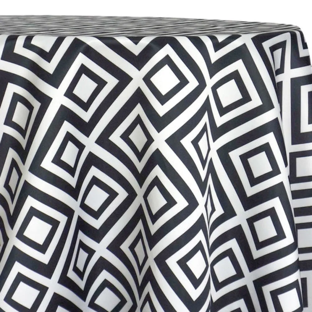 1pc - Paragon Print (Lamour) Table Linen 72"x72" Square - Black and White