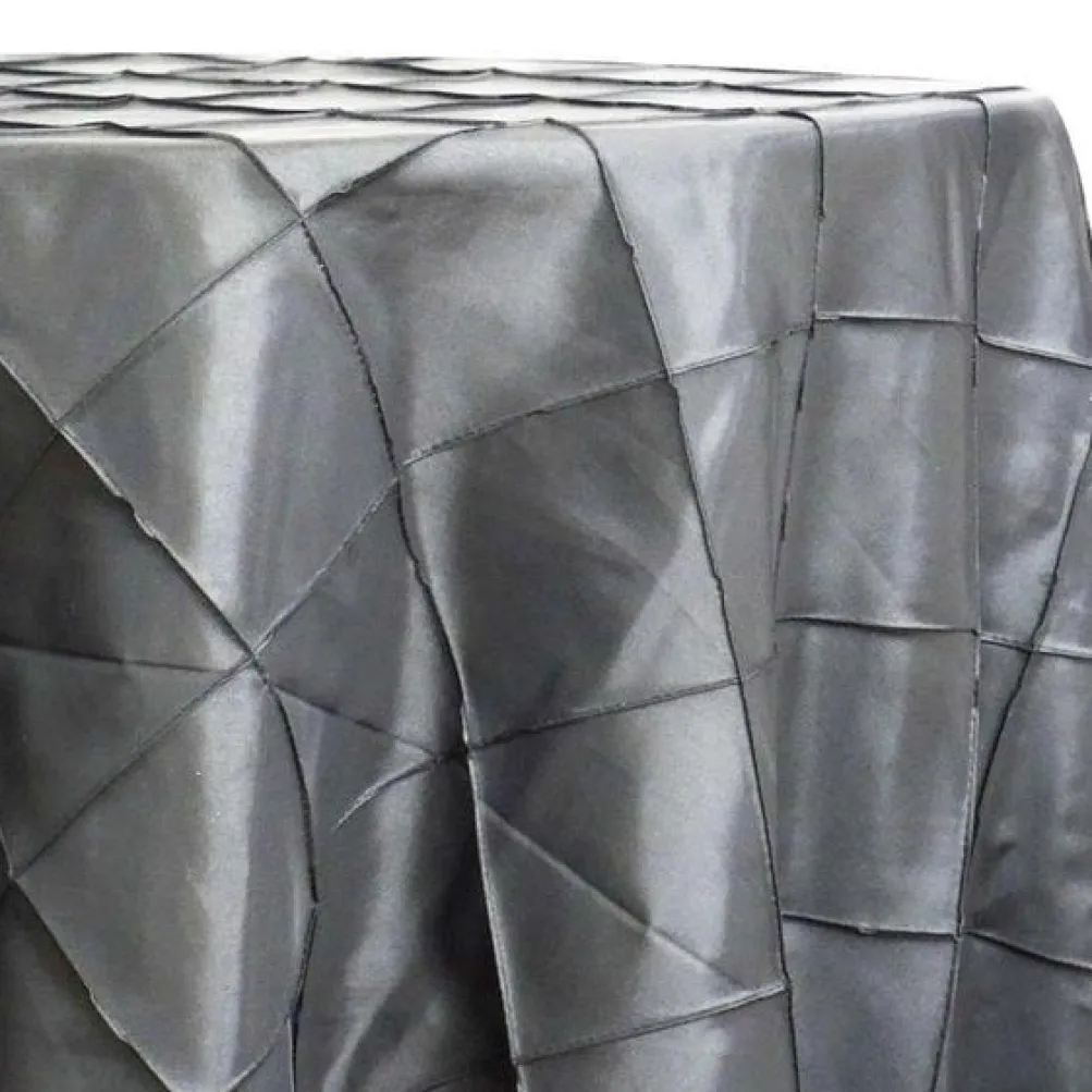 1pc - 4" Pintuck Taffeta Table Linen 108" Round - Charcoal