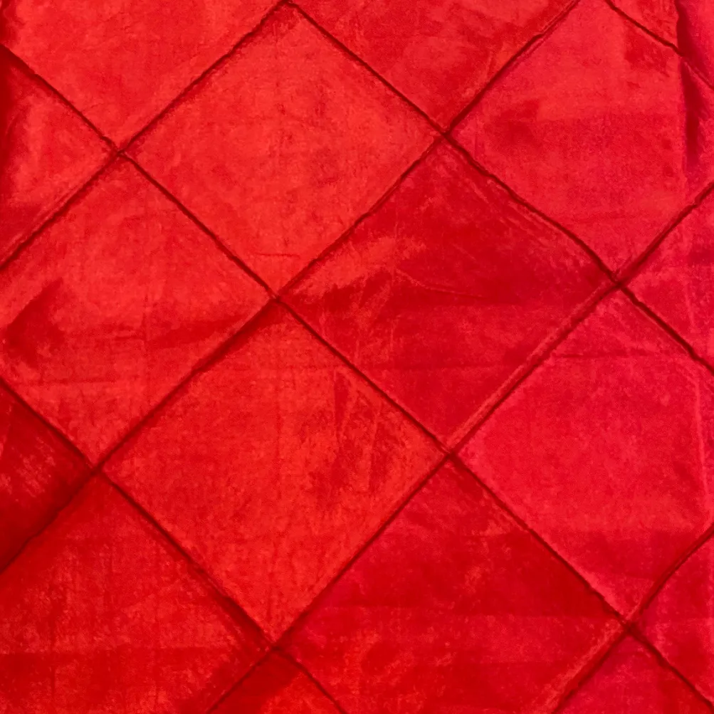 1pc - 4" Pintuck Taffeta Table Linen 90" Round - Red 099