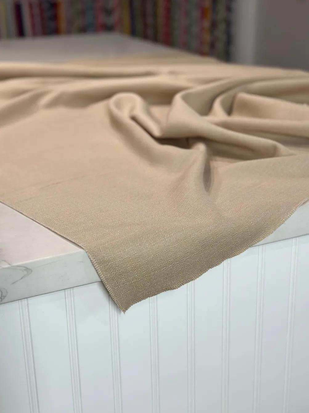 1pc - Rustic Linen Table Linen 120" Round - Wheat