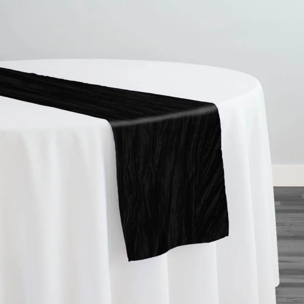 10pcs - Accordion Taffeta Table Runner 14"x108" - Black