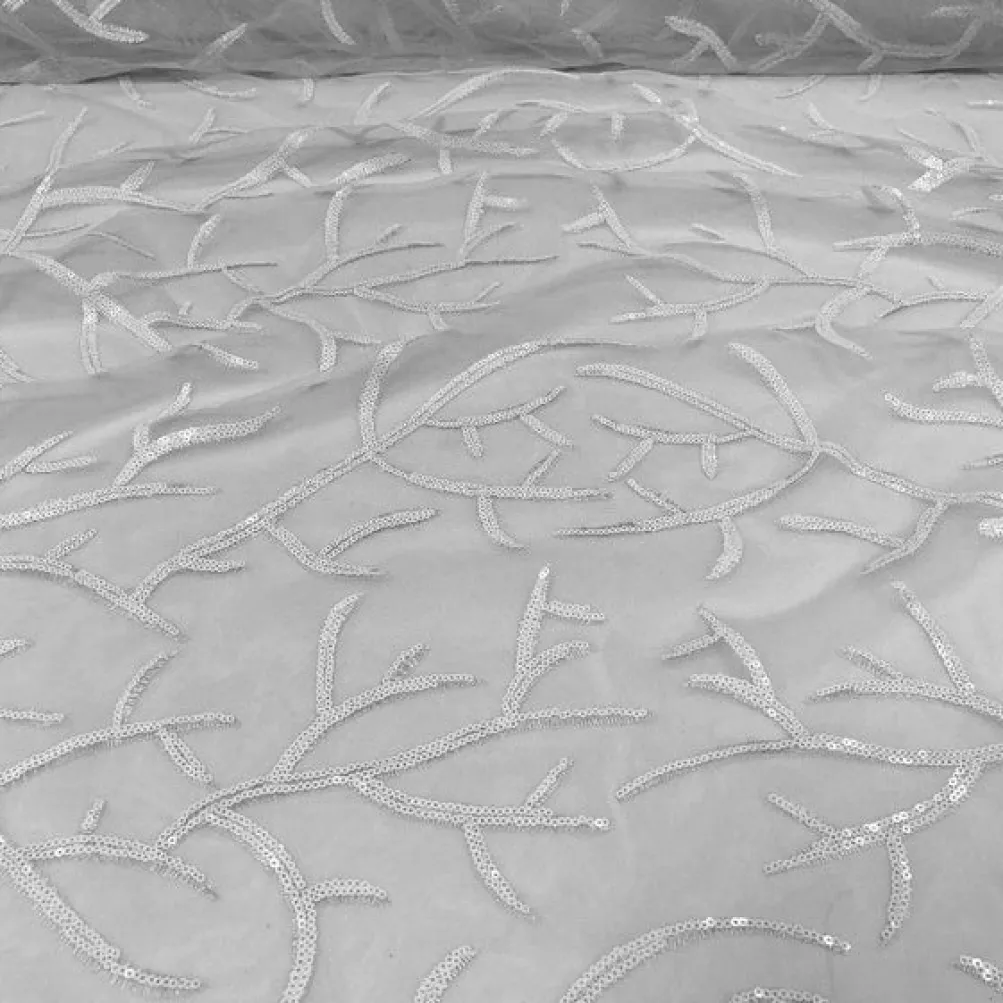 10pcs - Brooks Sequins Table Runner 14"x108" - White