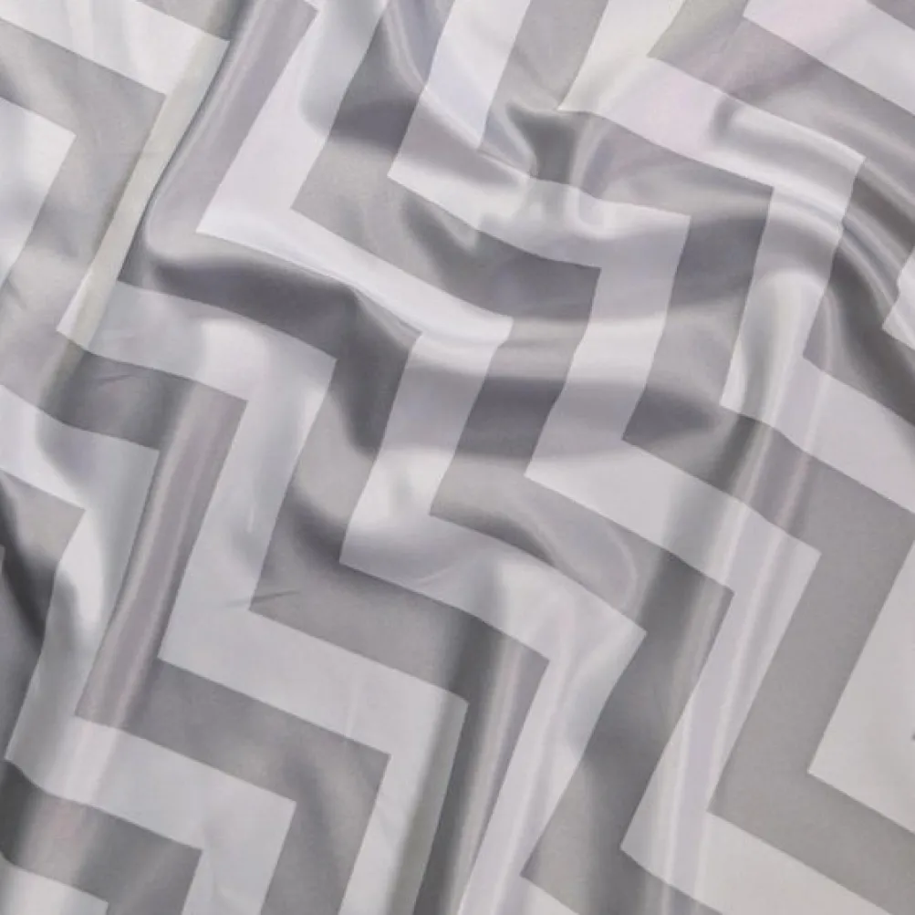 16pcs - Chevron Print (Lamour) Table Runner 14"x108" - Silver and White