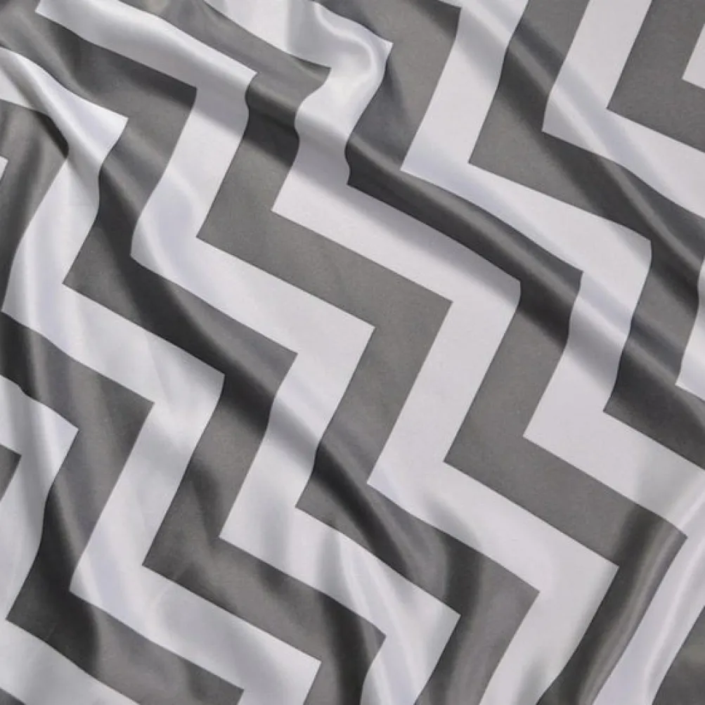 10pcs - Chevron Print (Lamour) Table Runner 14"x108" - Charcoal and White