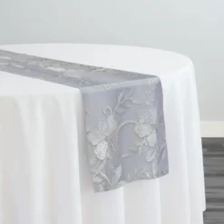 10pcs - Claire Lace Table Runner 14"x108" - White and White