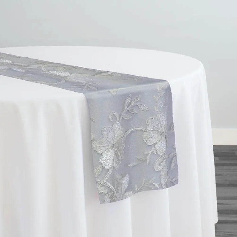 10pcs - Claire Lace Table Runner 14"x108" - White and White