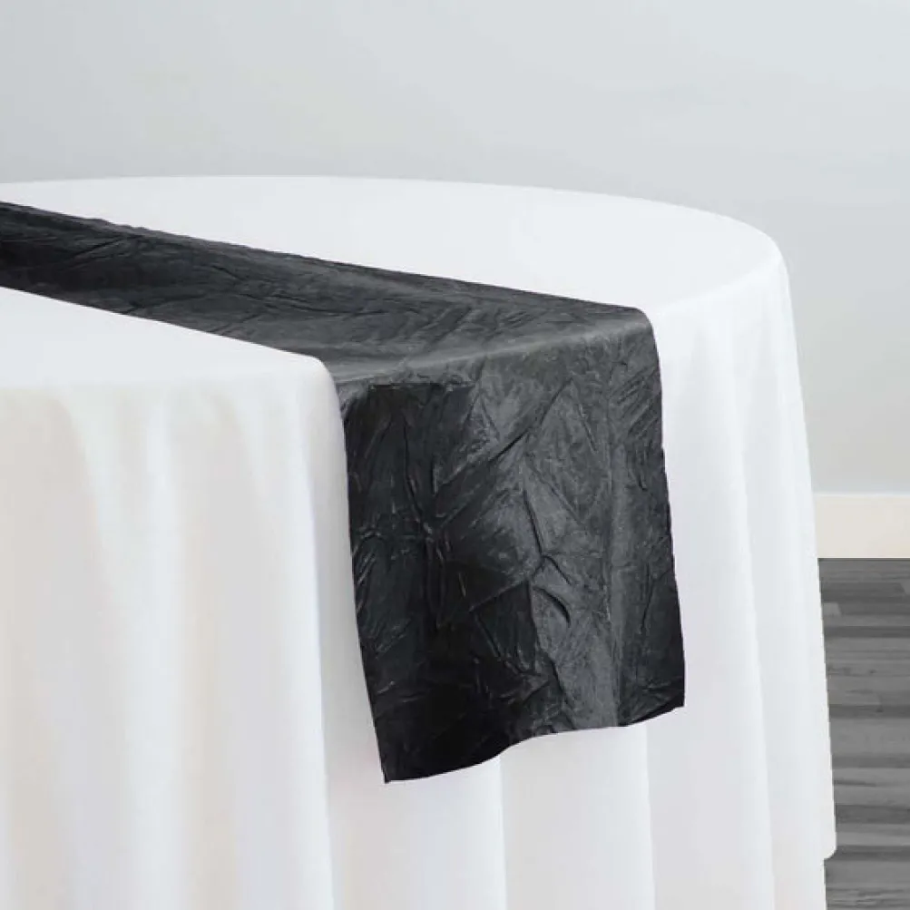10pcs - Crush Satin (Bichon) Table Runner 20"x154" - Black