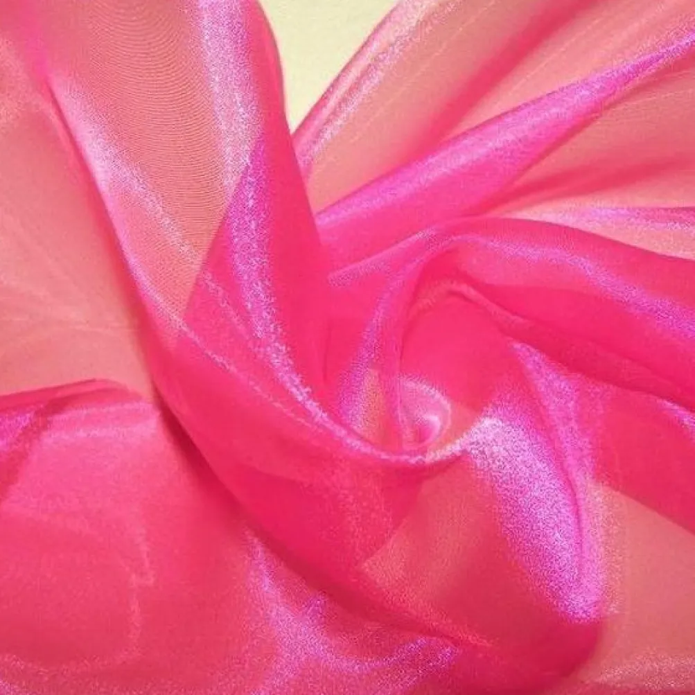 7pcs - Crystal Organza Table Linen 72"x72" Square - Fuchsia 915