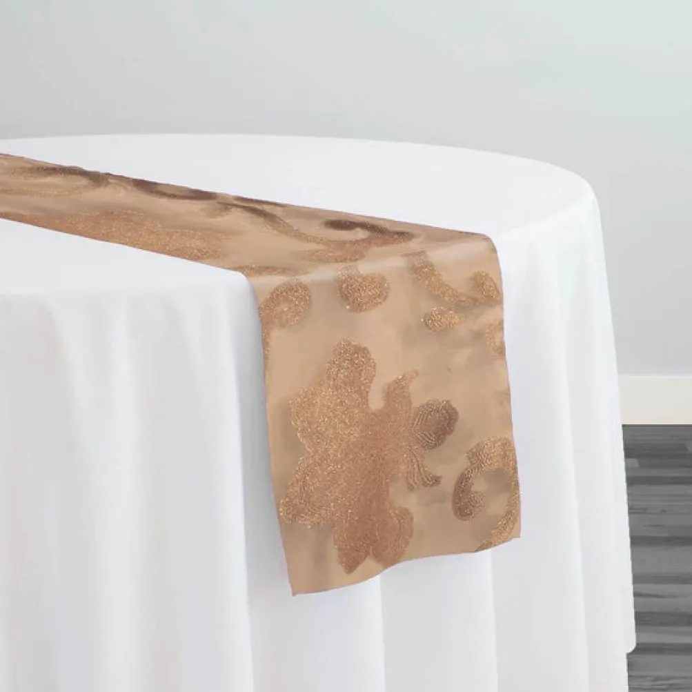 10pcs - Fleur De Lis Table Runner 20"x120" - Champagne