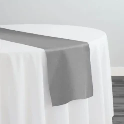 19pcs - Premium Poly (Poplin) Table Runner 14"x108" - Silver 1310