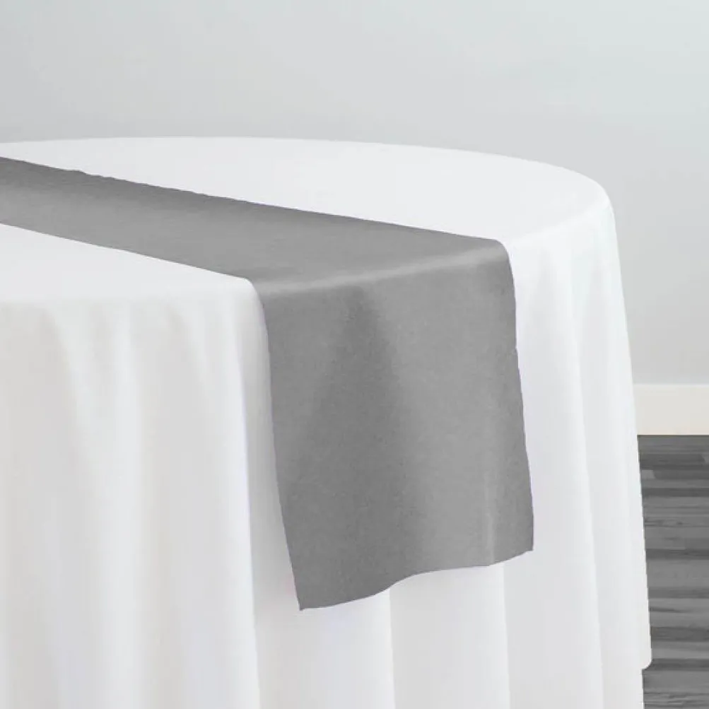 19pcs - Premium Poly (Poplin) Table Runner 14"x108" - Silver 1310